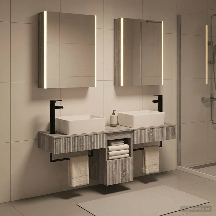 Ensemble d'armoire de salle de bain 5 pcs Sonoma gris