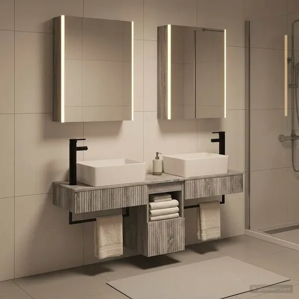 Ensemble d'armoire de salle de bain 5 pcs Sonoma gris