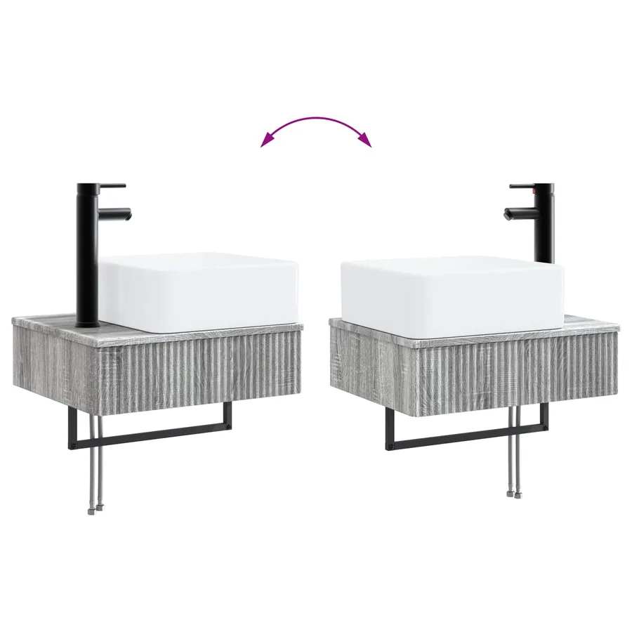 Ensemble d'armoire de salle de bain 5 pcs Sonoma gris - 13