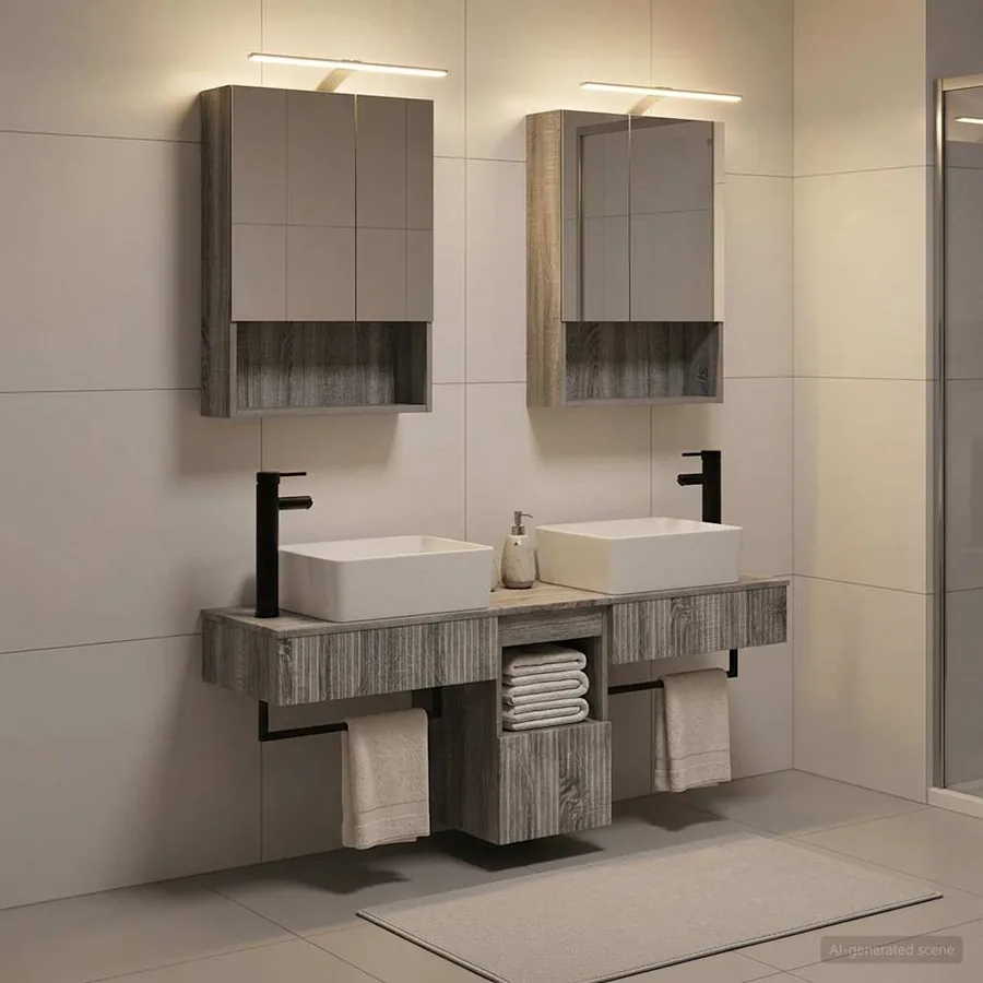 Ensemble d'armoire de salle de bain 5 pcs Sonoma gris