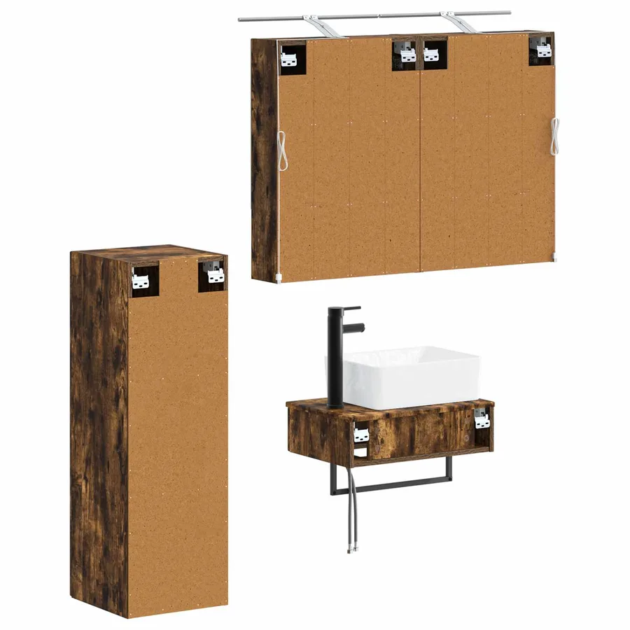 Ensemble d'armoire de salle de bain 4 pcs Chêne fumé - 5