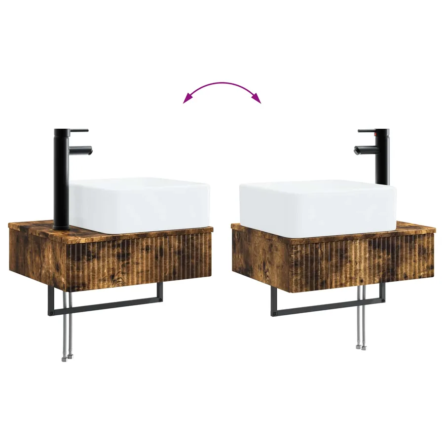 Ensemble d'armoire de salle de bain 4 pcs Chêne fumé - 9