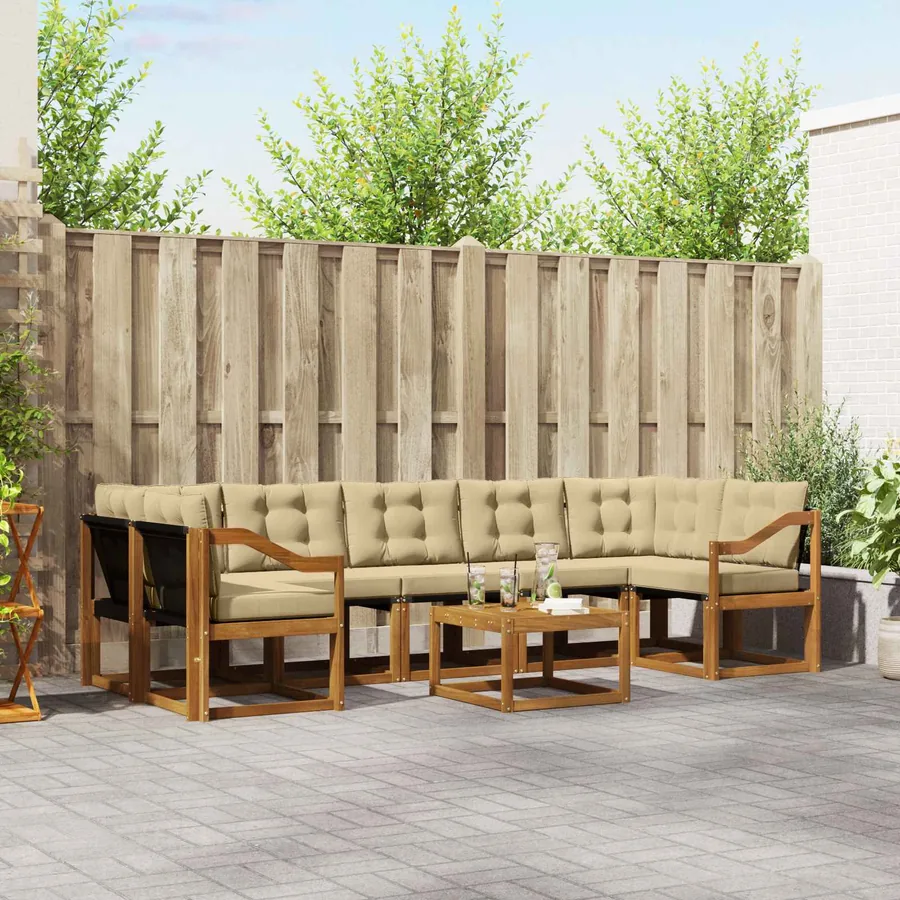 Ensemble de canapés d'extérieur 8 pcs Naturel et Beige