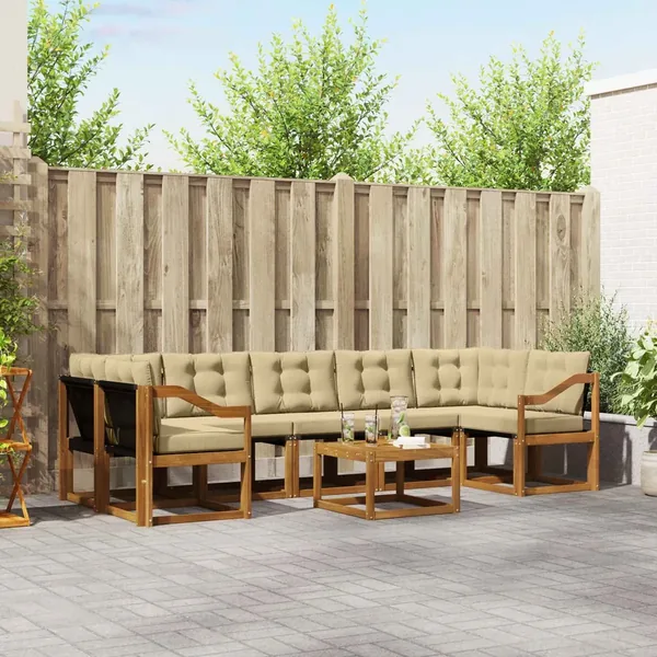 Ensemble de canapés d'extérieur 8 pcs Naturel et Beige