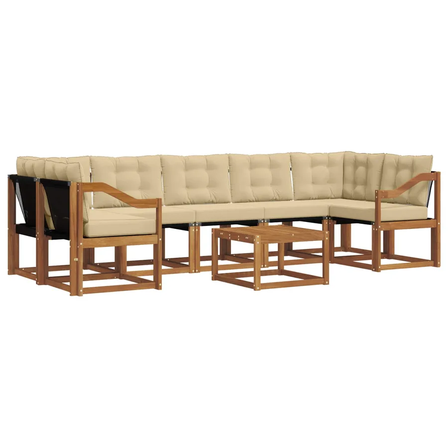 Ensemble de canapés d'extérieur 8 pcs Naturel et Beige - 2