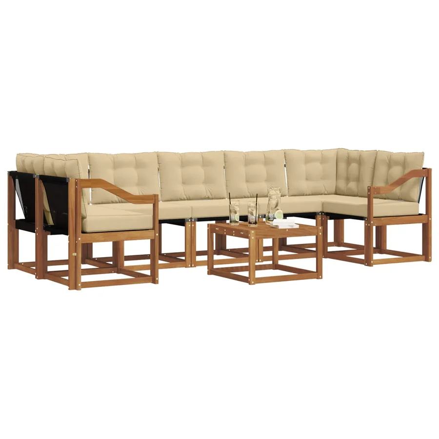 Ensemble de canapés d'extérieur 8 pcs Naturel et Beige - 3