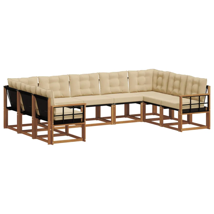 Ensemble de canapés d'extérieur 9 pcs Naturel et Beige - 2