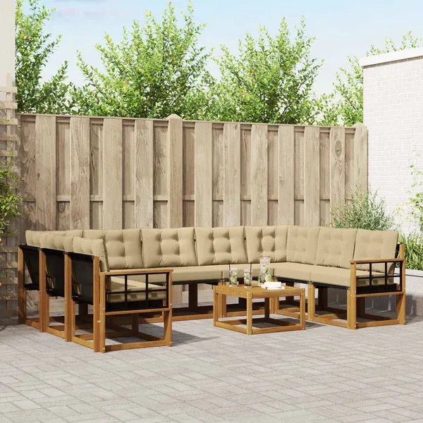 Ensemble de canapés d'extérieur 10 pcs Naturel et Beige