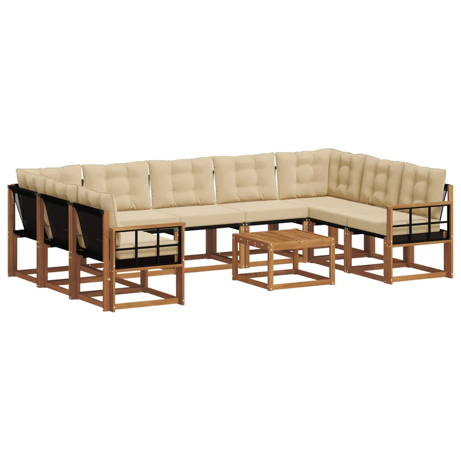 Ensemble de canapés d'extérieur 10 pcs Naturel et Beige - 2