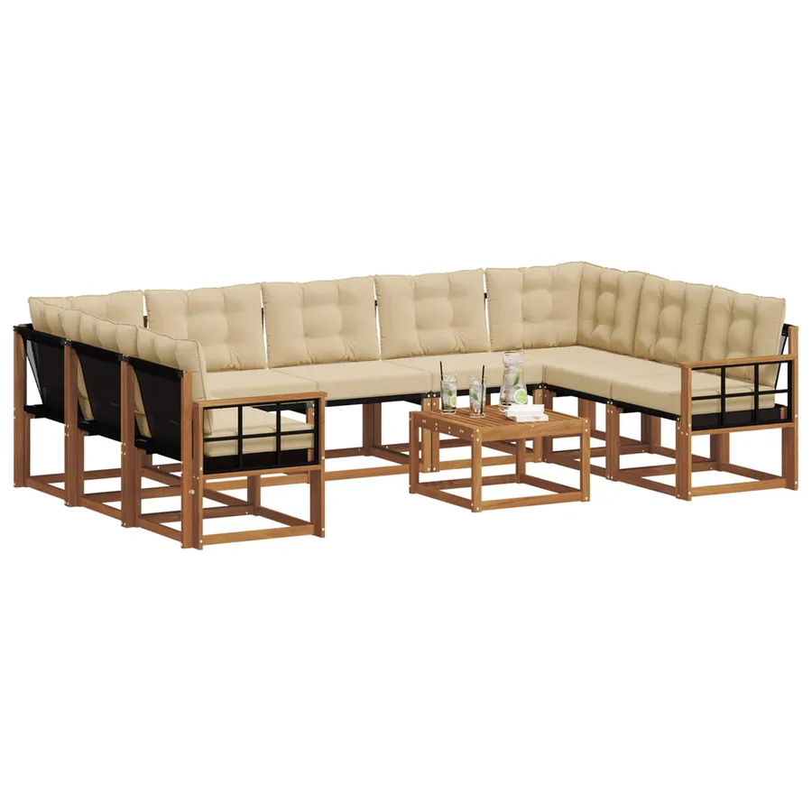 Ensemble de canapés d'extérieur 10 pcs Naturel et Beige - 3