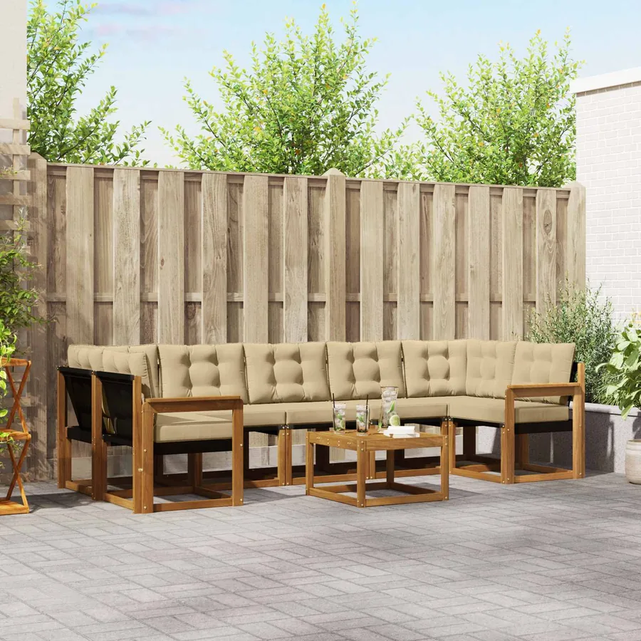 Ensemble de canapés d'extérieur 8 pcs Naturel et Beige