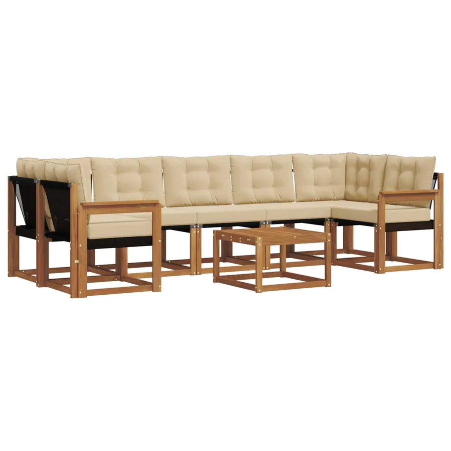 Ensemble de canapés d'extérieur 8 pcs Naturel et Beige - 2