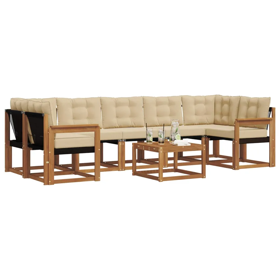Ensemble de canapés d'extérieur 8 pcs Naturel et Beige - 3