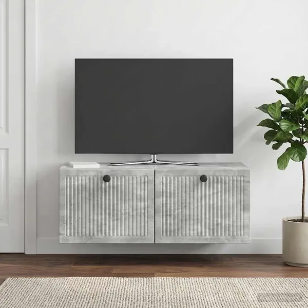 Meuble TV mural Gris béton 78,5 x 31 x 30 cm Bois d'ingénierie