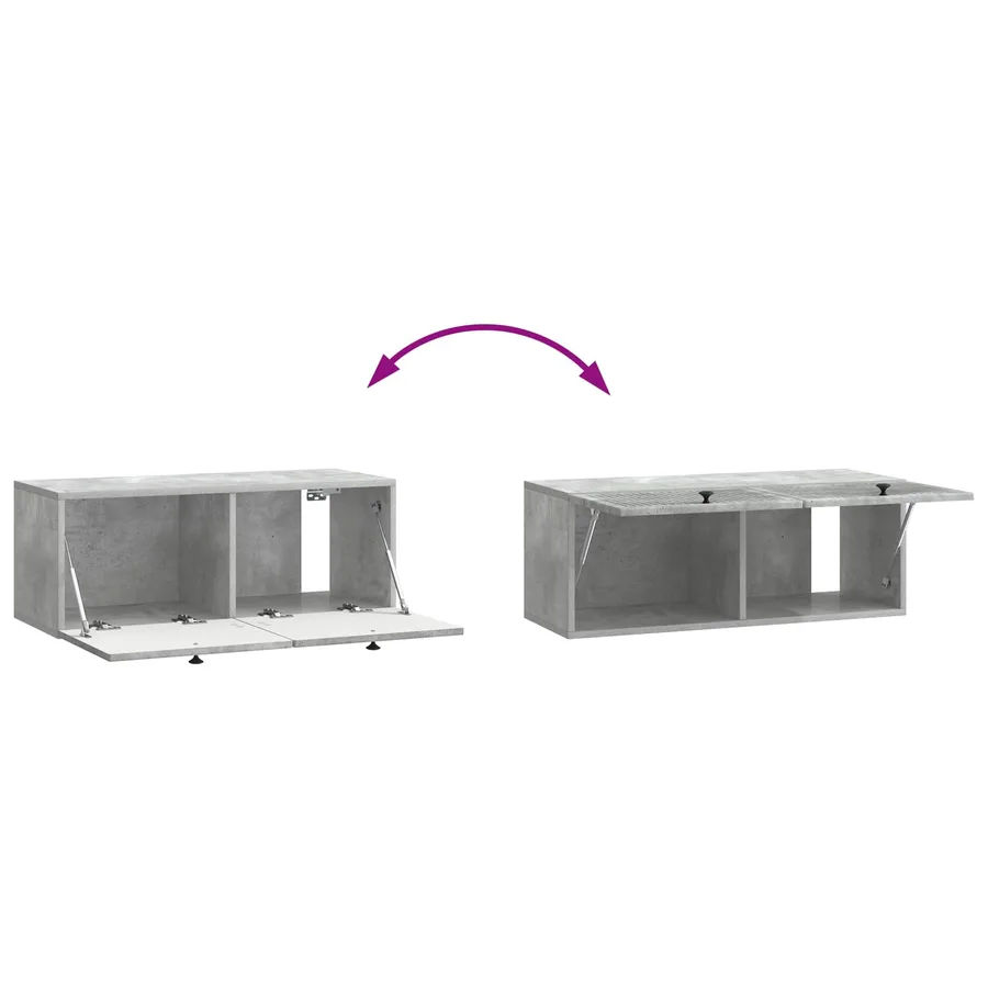 Meuble TV mural Gris béton 78,5 x 31 x 30 cm Bois d'ingénierie - 10