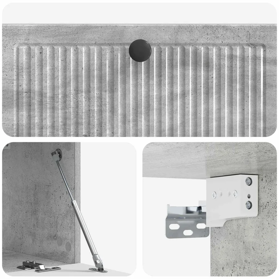 Meuble TV mural Gris béton 78,5 x 31 x 30 cm Bois d'ingénierie - 9