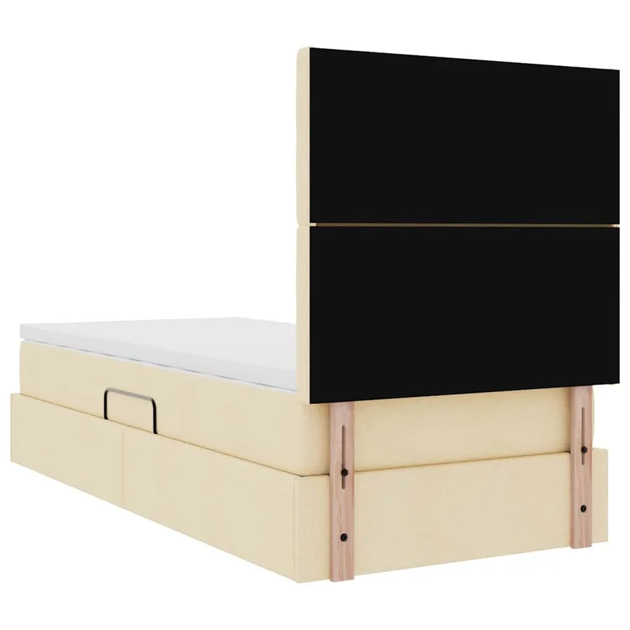 Lit de rangement LED avec matelas Crème 90 x 200 cm Tissu - 12