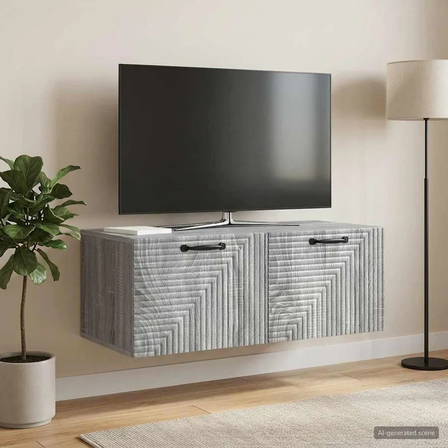 Meuble TV mural Sonoma gris 78,5 x 41 x 30 cm Bois d'ingénierie - 4
