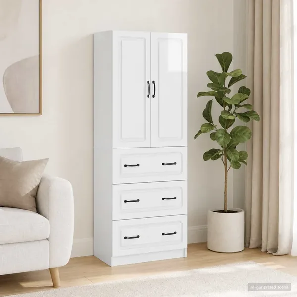 Ensemble de Meubles 2 pcs Blanc brillant 66 x 34,5 x 87 cm