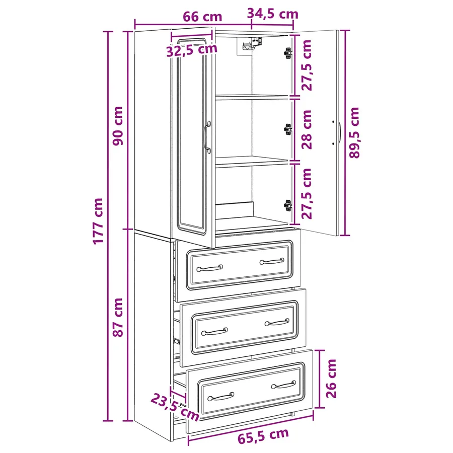 Ensemble de Meubles 2 pcs Blanc brillant 66 x 34,5 x 87 cm - 10