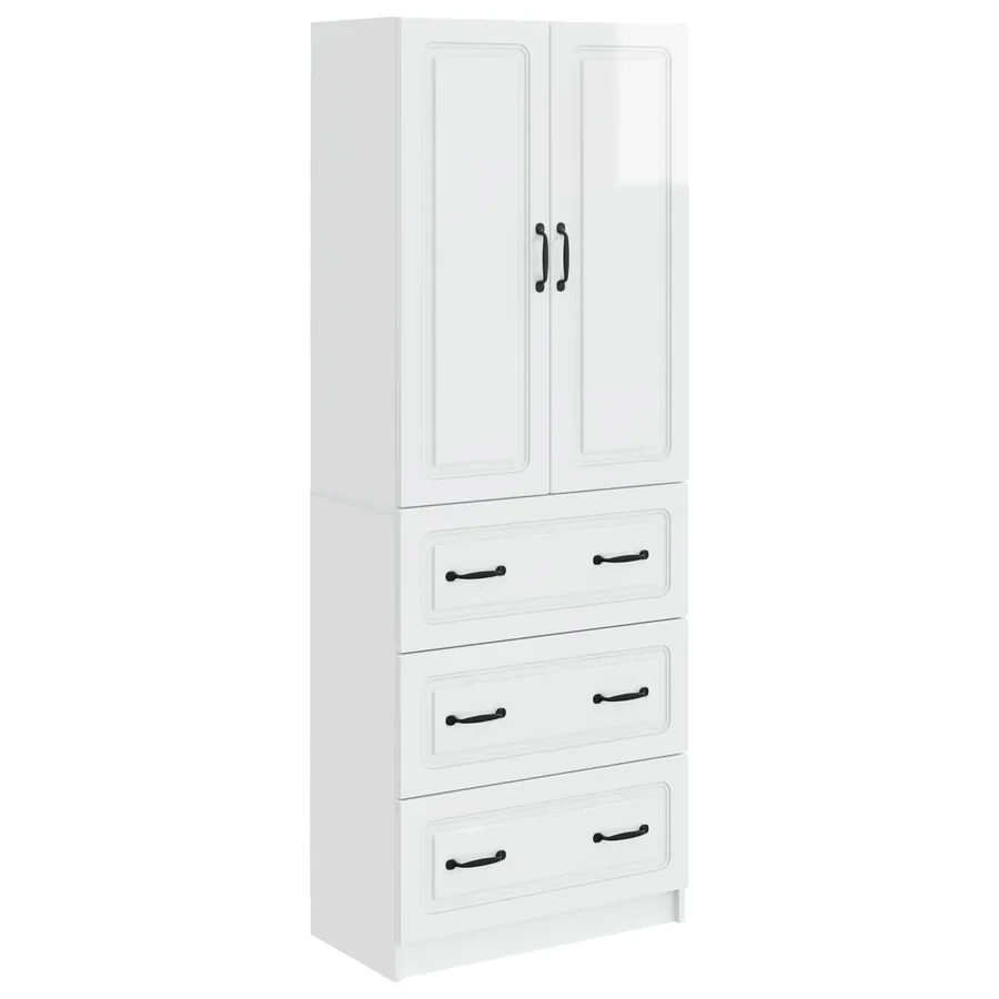 Ensemble de Meubles 2 pcs Blanc brillant 66 x 34,5 x 87 cm - 2