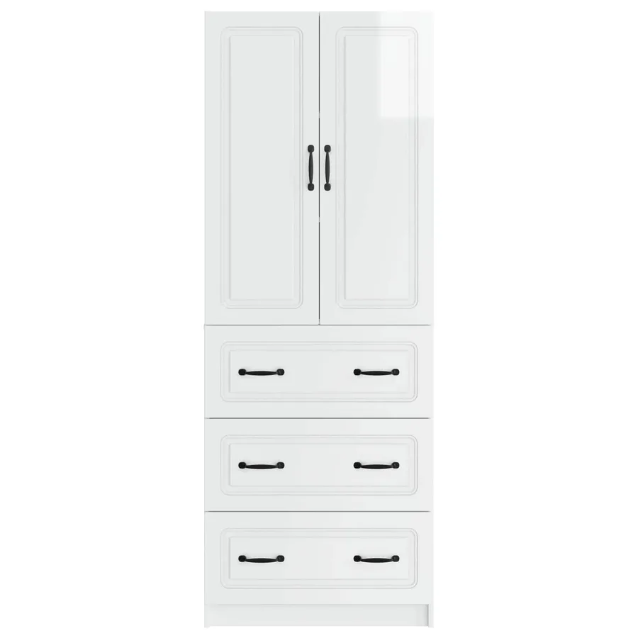 Ensemble de Meubles 2 pcs Blanc brillant 66 x 34,5 x 87 cm - 5