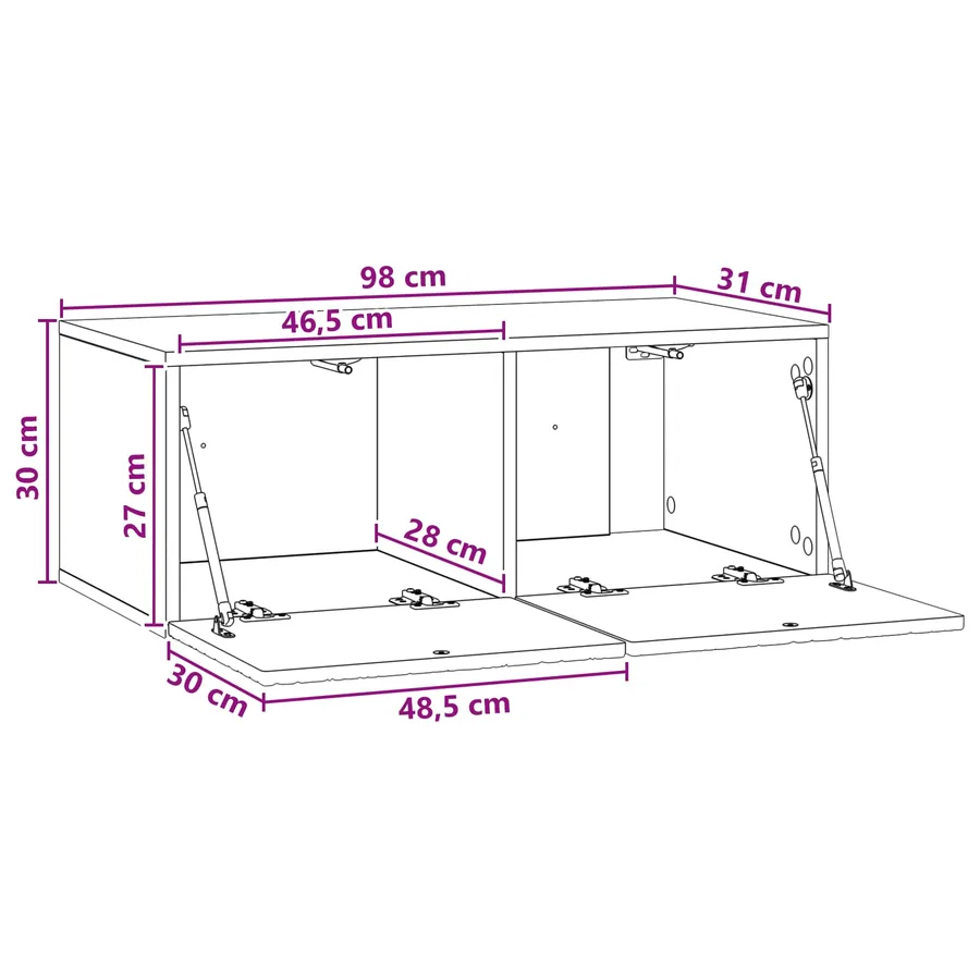Meuble TV mural 98 x 31 cm Blanc brillant Bois d'ingénierie - 9