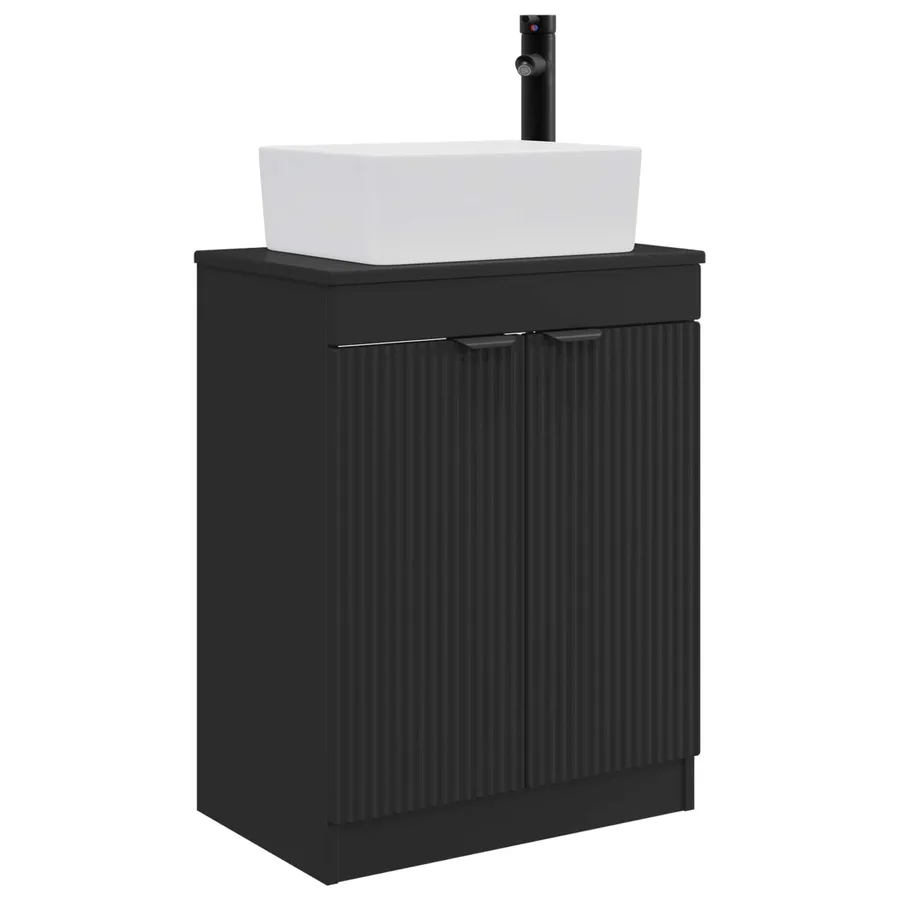 Meuble de salle de bain avec évier Noir 54 x 35 x 83 cm - 2