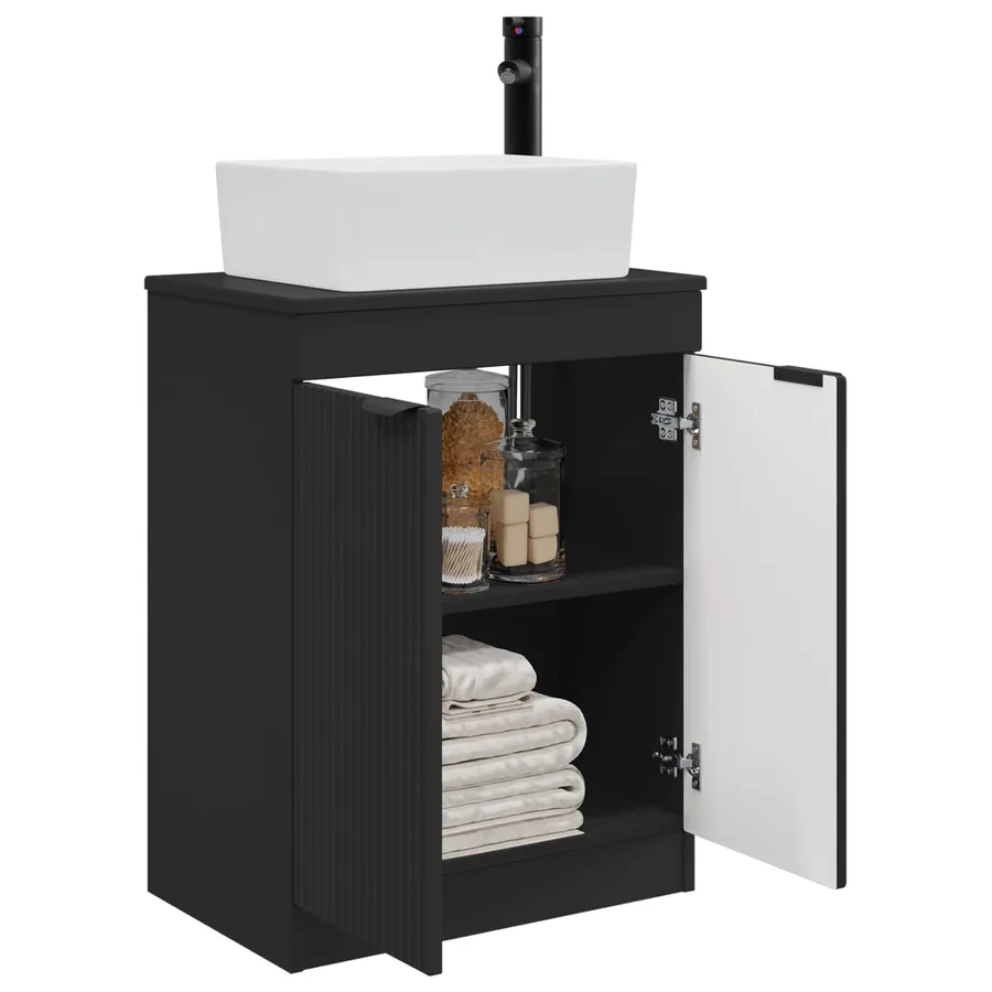 Meuble de salle de bain avec évier Noir 54 x 35 x 83 cm - 3