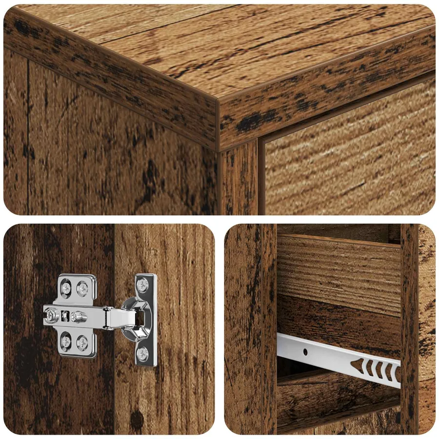 Meuble de lavabo mural Bois ancien 35 x 20 x 81 cm - 6