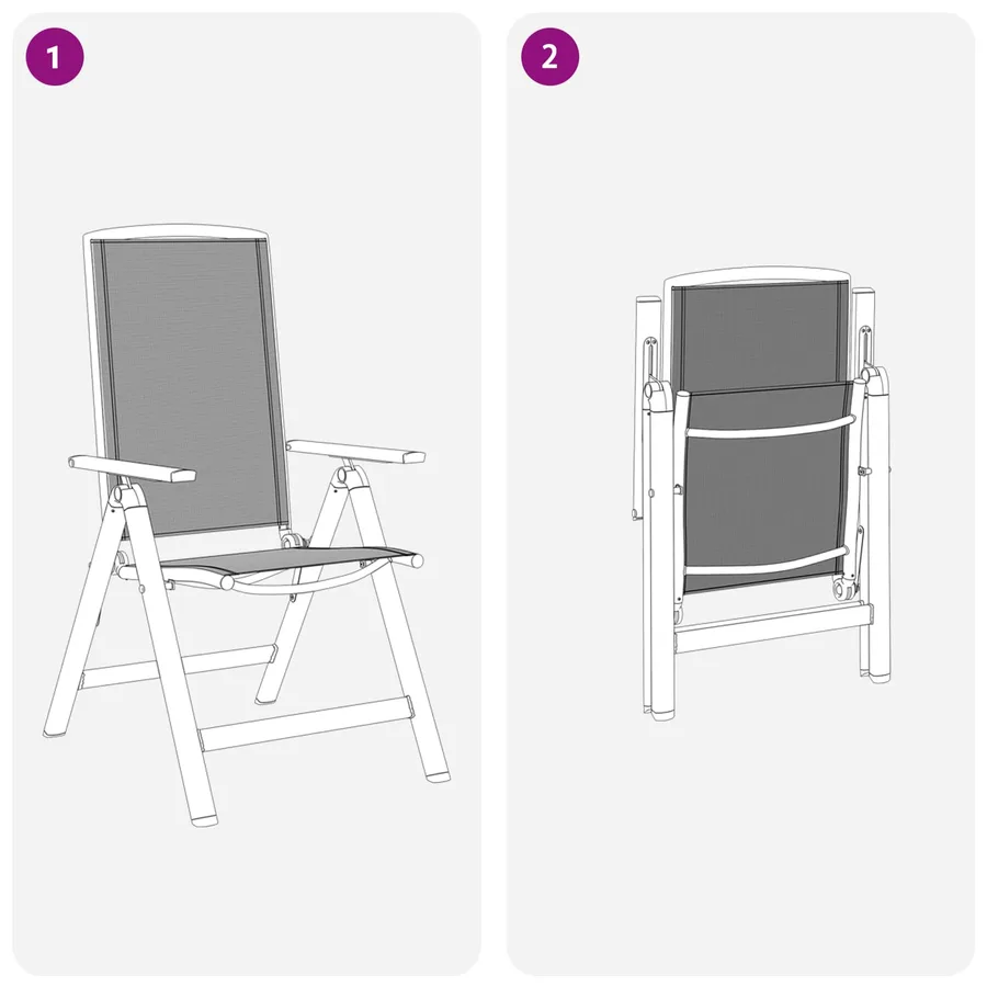 Chaises de jardin inclinables 2 pcs Noir 58 x 71 x 112 cm - 10