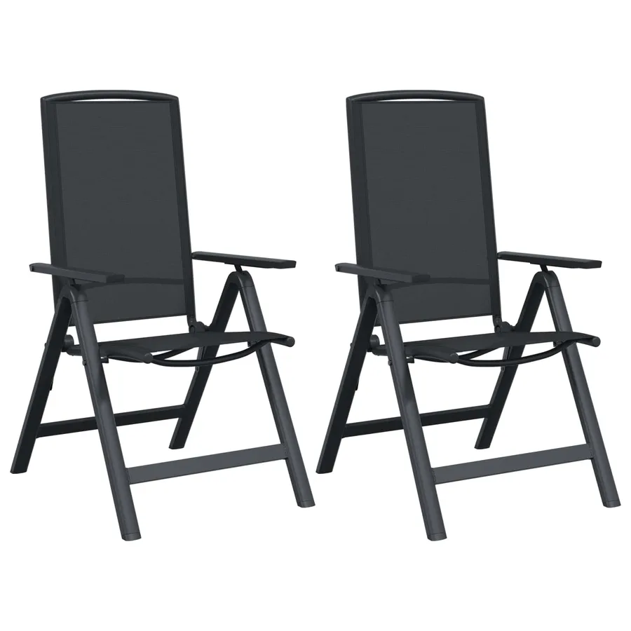 Chaises de jardin inclinables 2 pcs Noir 58 x 71 x 112 cm - 2