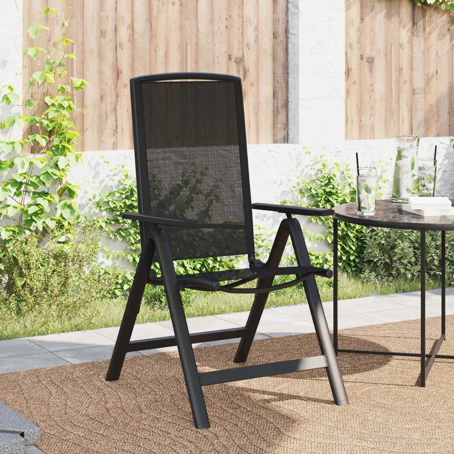 Chaises de jardin inclinables 2 pcs Noir 58 x 71 x 112 cm - 3