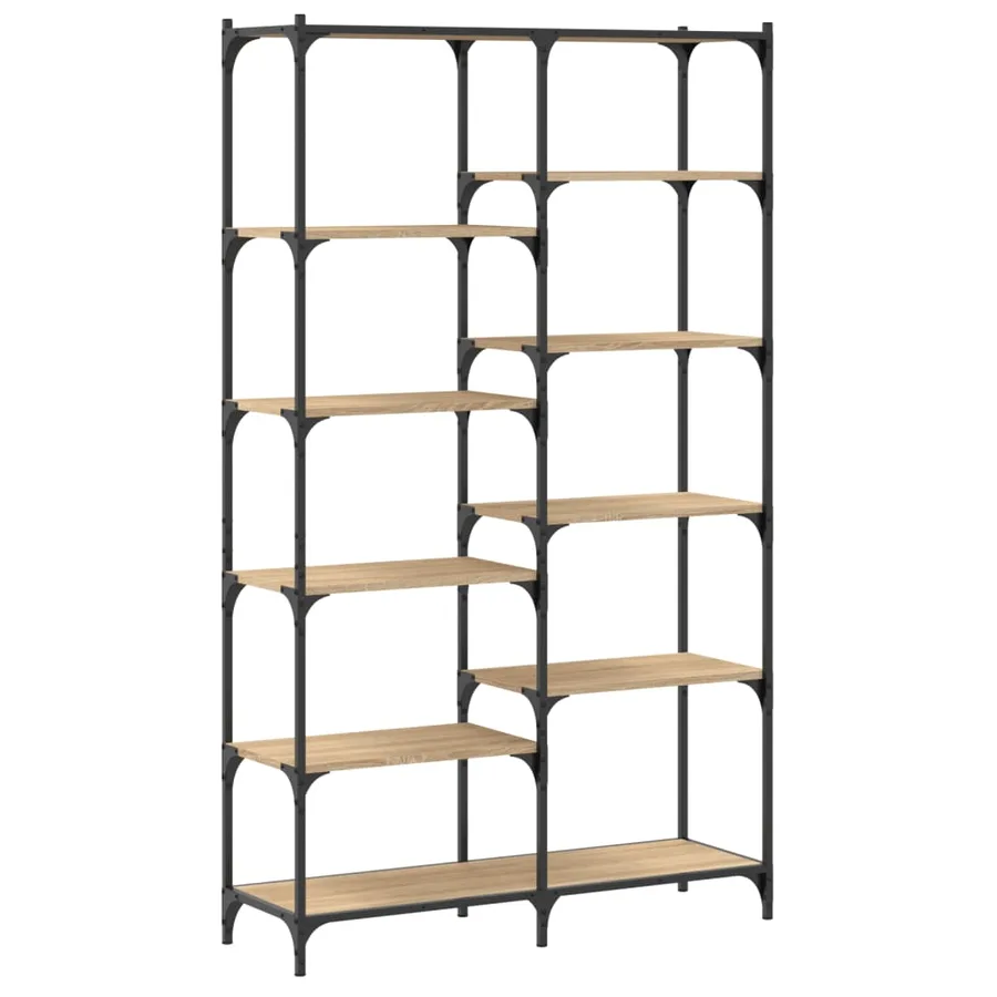 Bibliothèque chêne sonoma 100x32x170cm bois d'ingénierie et fer - 2