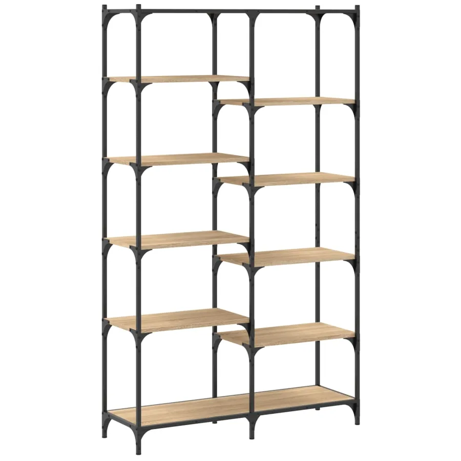 Bibliothèque chêne sonoma 100x32x170cm bois d'ingénierie et fer - 6