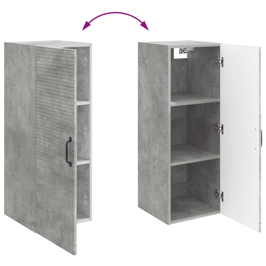 Armoire Murale Gris béton 33 x 34,5 x 90 cm Bois d'ingénierie - 8