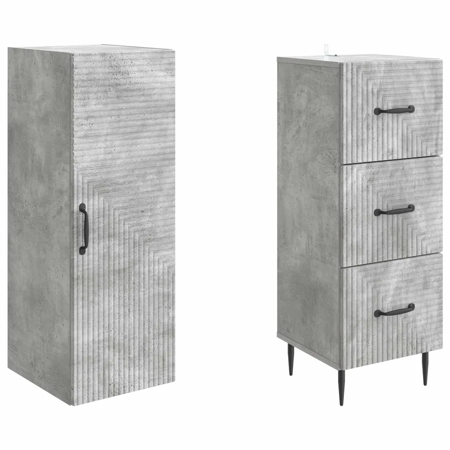 Ensemble de Meubles 2 pcs Gris béton 33 x 34,5 x 90 cm - 4