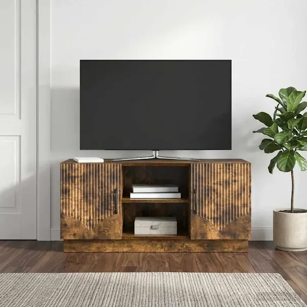 Meuble TV Chêne fumé 102 x 34,5 x 47 cm Bois d'ingénierie