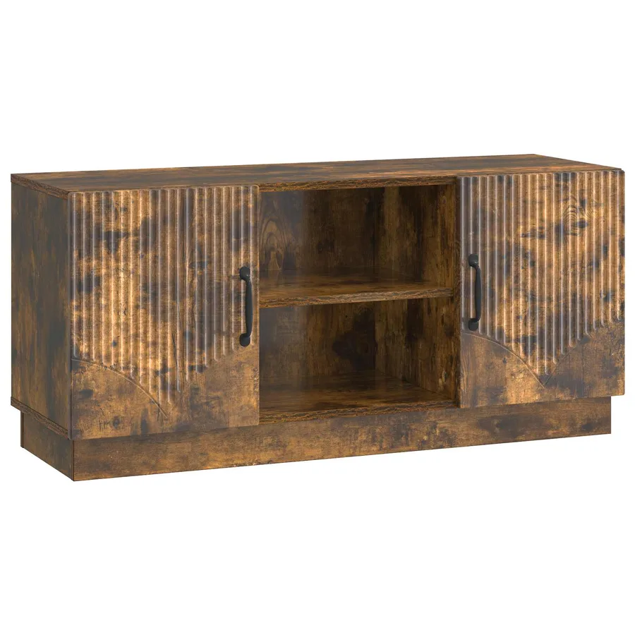 Meuble TV Chêne fumé 102 x 34,5 x 47 cm Bois d'ingénierie - 2