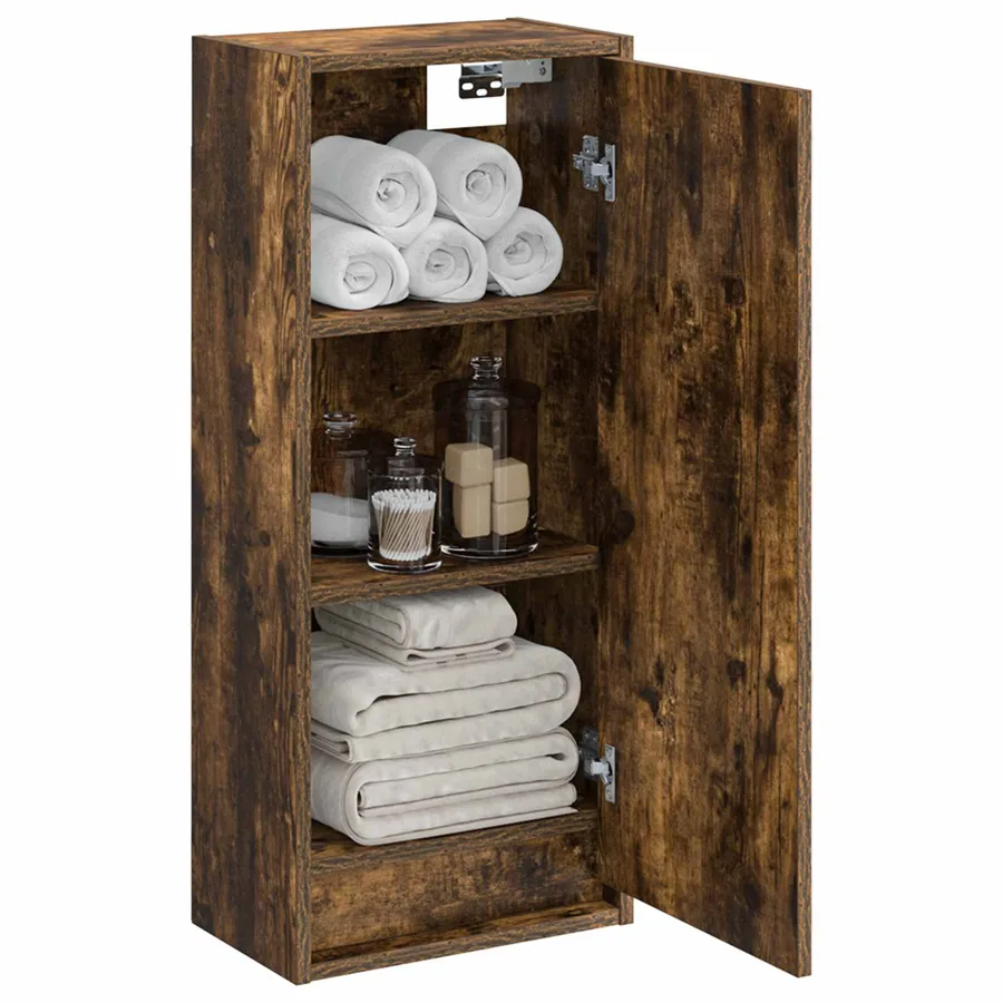 Meuble de lavabo mural Chêne fumé 35 x 20 x 81 cm - 3