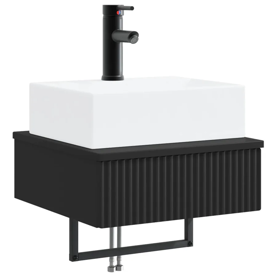 Basin de lavage mural Noir 40 x 41 x 39 cm Bois d'ingénierie - 2