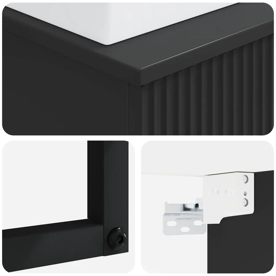 Basin de lavage mural Noir 40 x 41 x 39 cm Bois d'ingénierie - 6