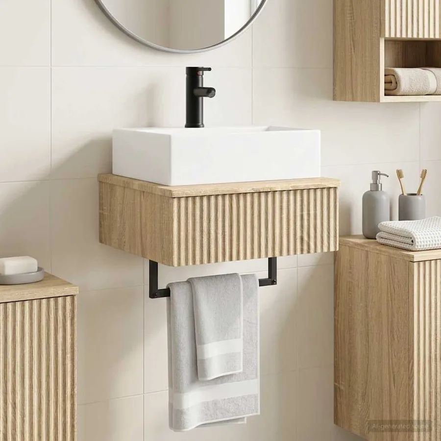 Basin de lavage mural Chêne Sonoma 40 x 41 x 39 cm
