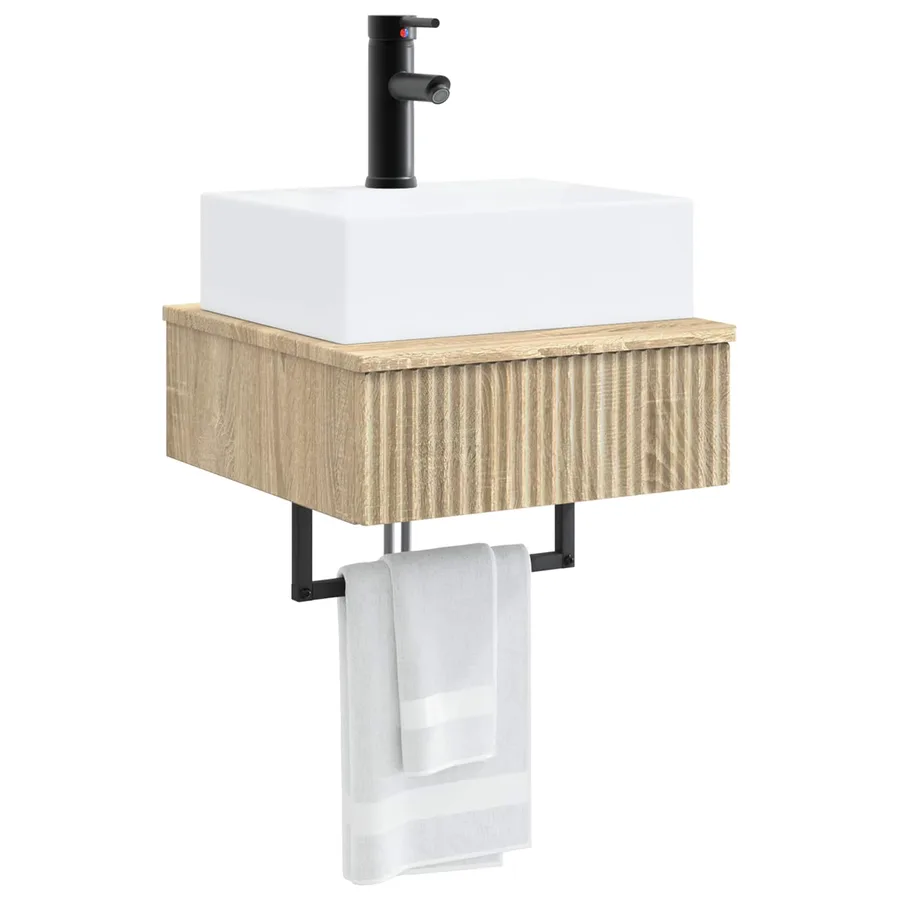 Basin de lavage mural Chêne Sonoma 40 x 41 x 39 cm - 3