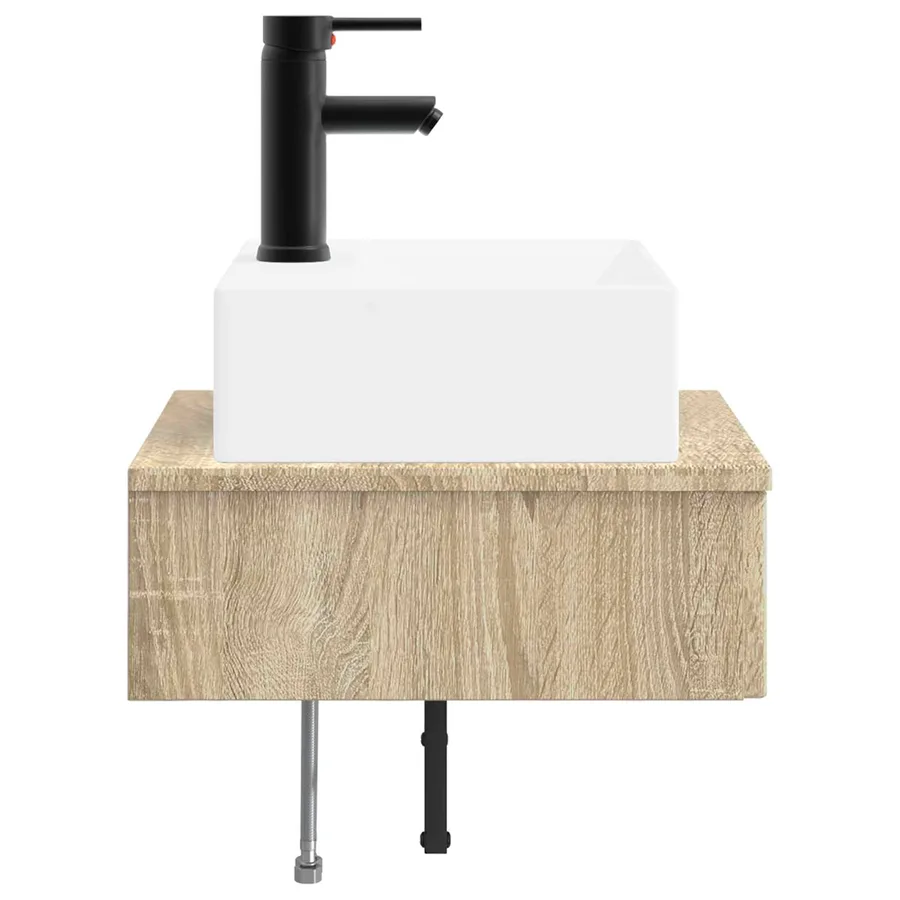 Basin de lavage mural Chêne Sonoma 40 x 41 x 39 cm - 4