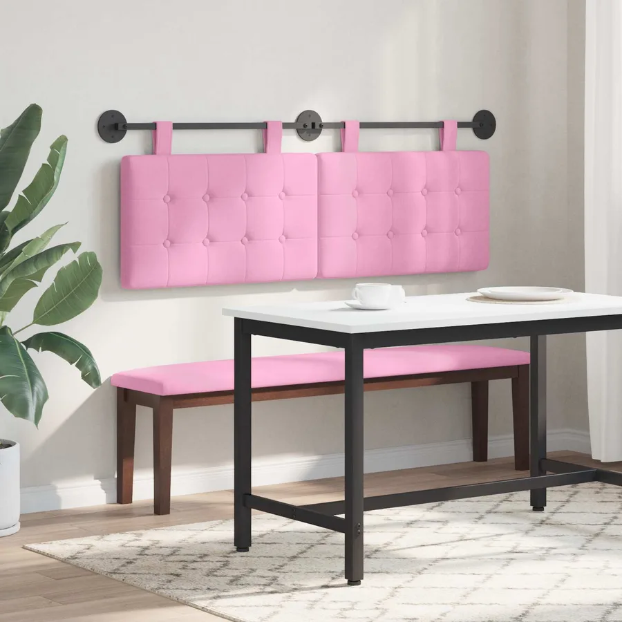 Tête de lit suspendue Rose Tissu - 4