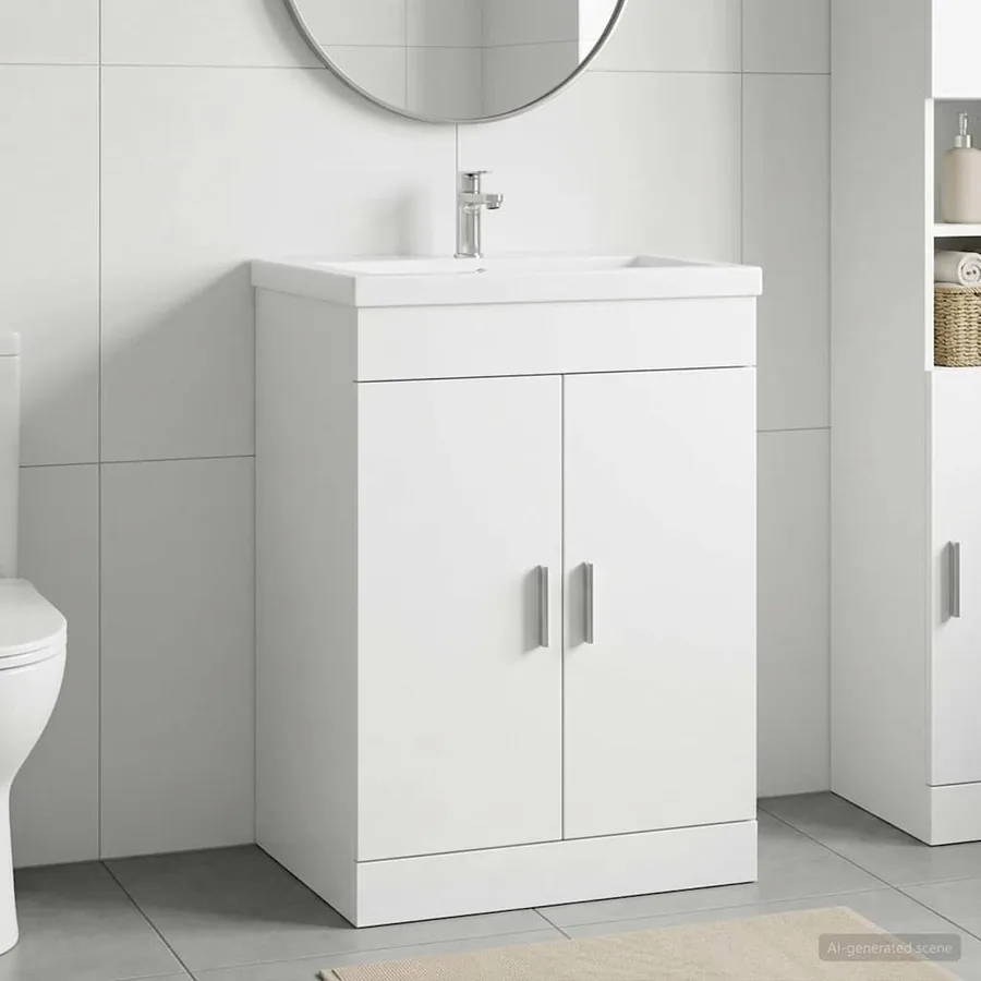 Meuble sous lavabo de salle de bain Blanc 56 x 37,5 x 81 cm