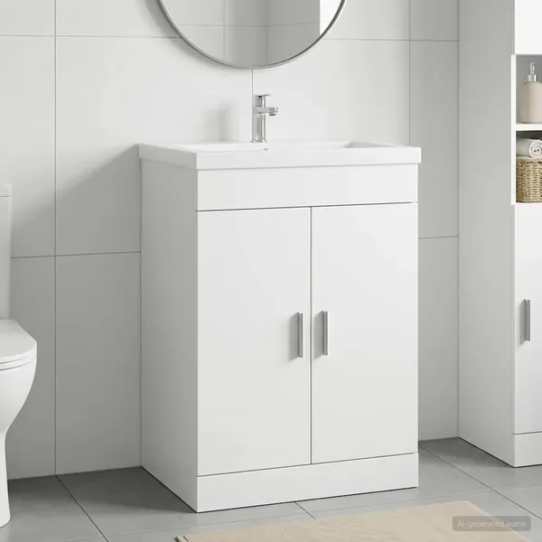 Meuble sous lavabo de salle de bain Blanc 56 x 37,5 x 81 cm