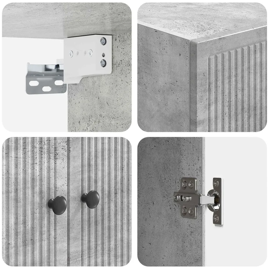 Armoire Murale Gris béton 59 x 31 x 60 cm Bois d'ingénierie - 7