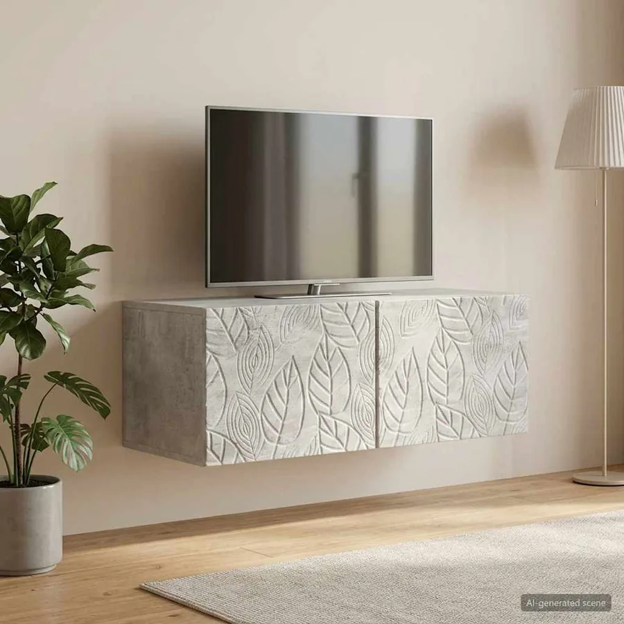 Meuble TV mural 59,5 x 31 cm Gris béton Bois d'ingénierie